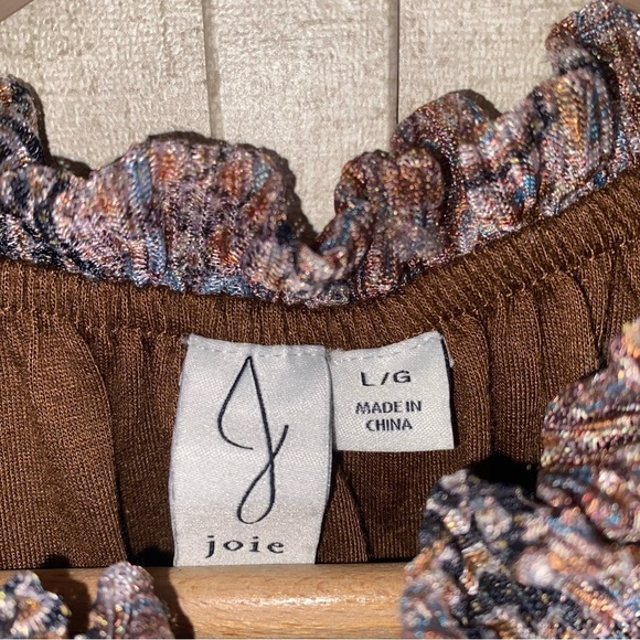 Joie Size Large Metallic Longsleeve High Neckline Top with Stretchy Waist - Picture 6 of 10